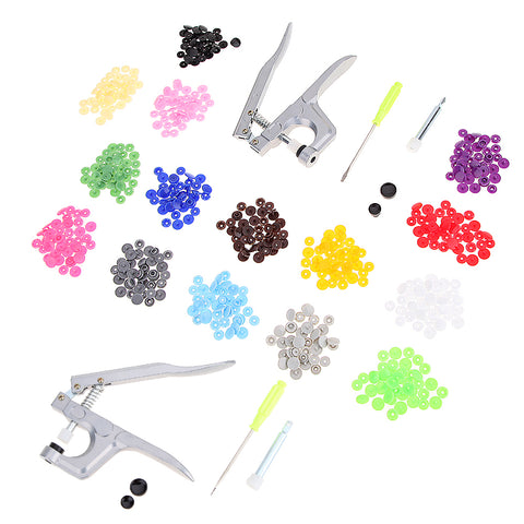 150 pcs plastic snaps buttons and 1 set of snap pliers hand tools
